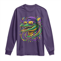 Mardigator Mardi Gras Alligator Carnival Beads Long Sleeve Shirt