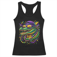 Mardigator Mardi Gras Alligator Carnival Beads Racerback Tank Top