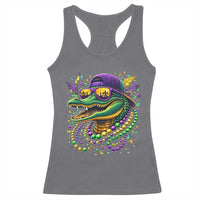 Mardigator Mardi Gras Alligator Carnival Beads Racerback Tank Top