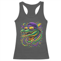 Mardigator Mardi Gras Alligator Carnival Beads Racerback Tank Top