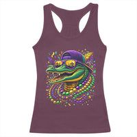 Mardigator Mardi Gras Alligator Carnival Beads Racerback Tank Top