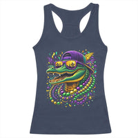 Mardigator Mardi Gras Alligator Carnival Beads Racerback Tank Top