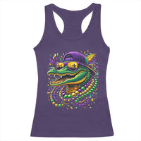Mardigator Mardi Gras Alligator Carnival Beads Racerback Tank Top