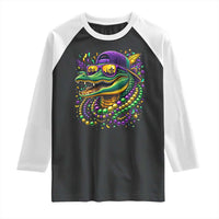 Mardigator Mardi Gras Alligator Carnival Beads Raglan Shirt