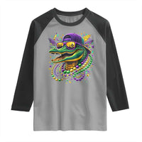 Mardigator Mardi Gras Alligator Carnival Beads Raglan Shirt