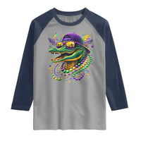 Mardigator Mardi Gras Alligator Carnival Beads Raglan Shirt