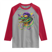 Mardigator Mardi Gras Alligator Carnival Beads Raglan Shirt