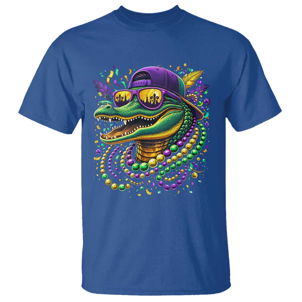 Mardigator Mardi Gras Alligator Carnival Beads T Shirt