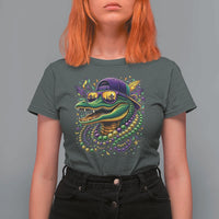 Mardigator Mardi Gras Alligator Carnival Beads T Shirt For Women