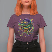 Mardigator Mardi Gras Alligator Carnival Beads T Shirt For Women
