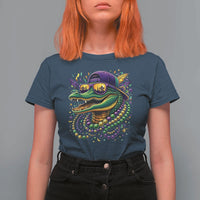 Mardigator Mardi Gras Alligator Carnival Beads T Shirt For Women