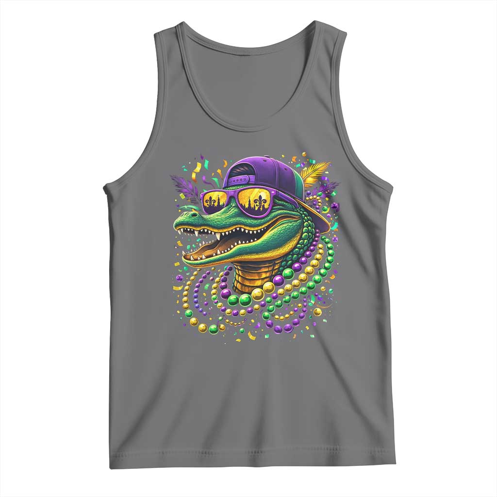 Mardigator Mardi Gras Alligator Carnival Beads Tank Top