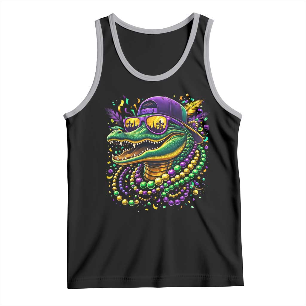 Mardigator Mardi Gras Alligator Carnival Beads Tank Top