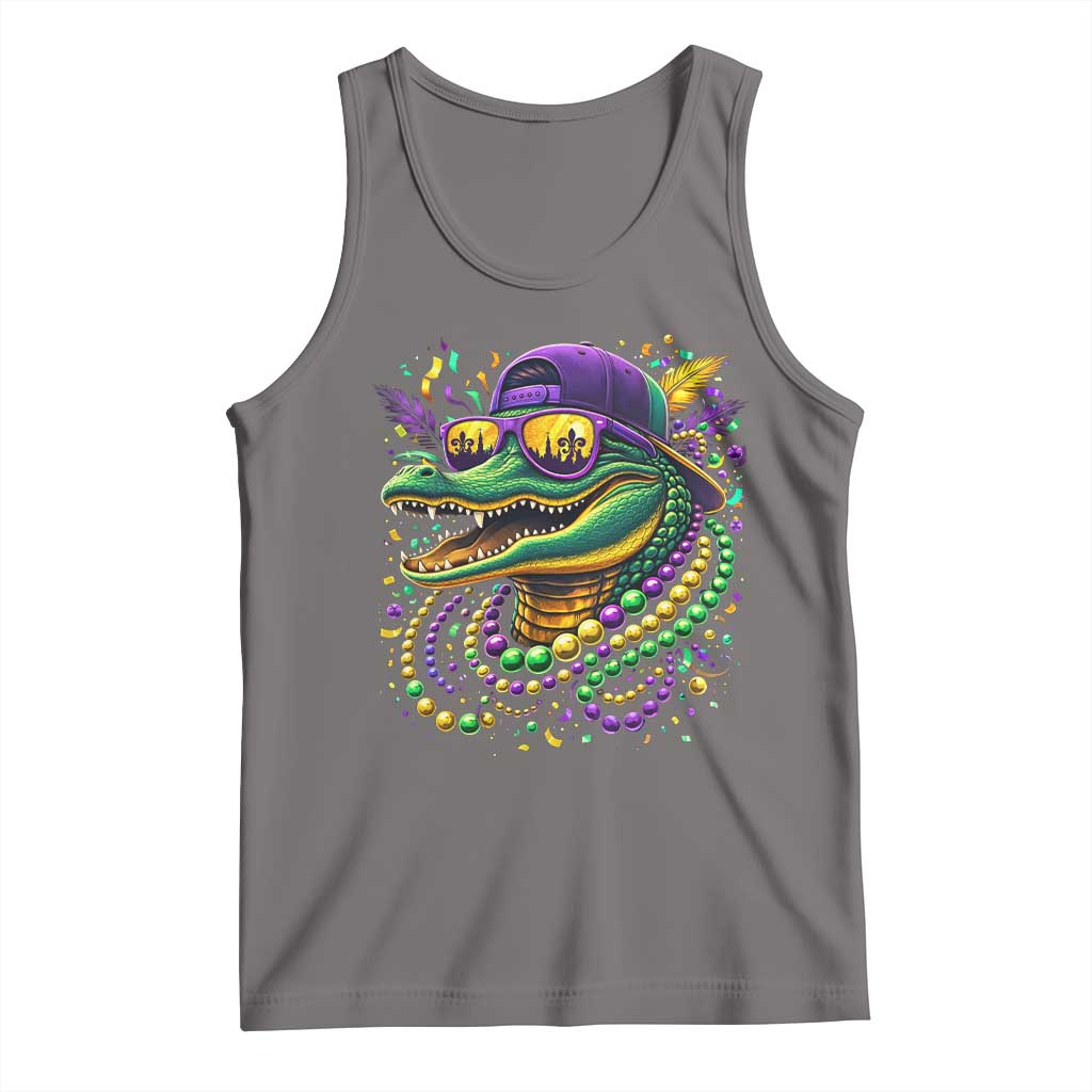 Mardigator Mardi Gras Alligator Carnival Beads Tank Top