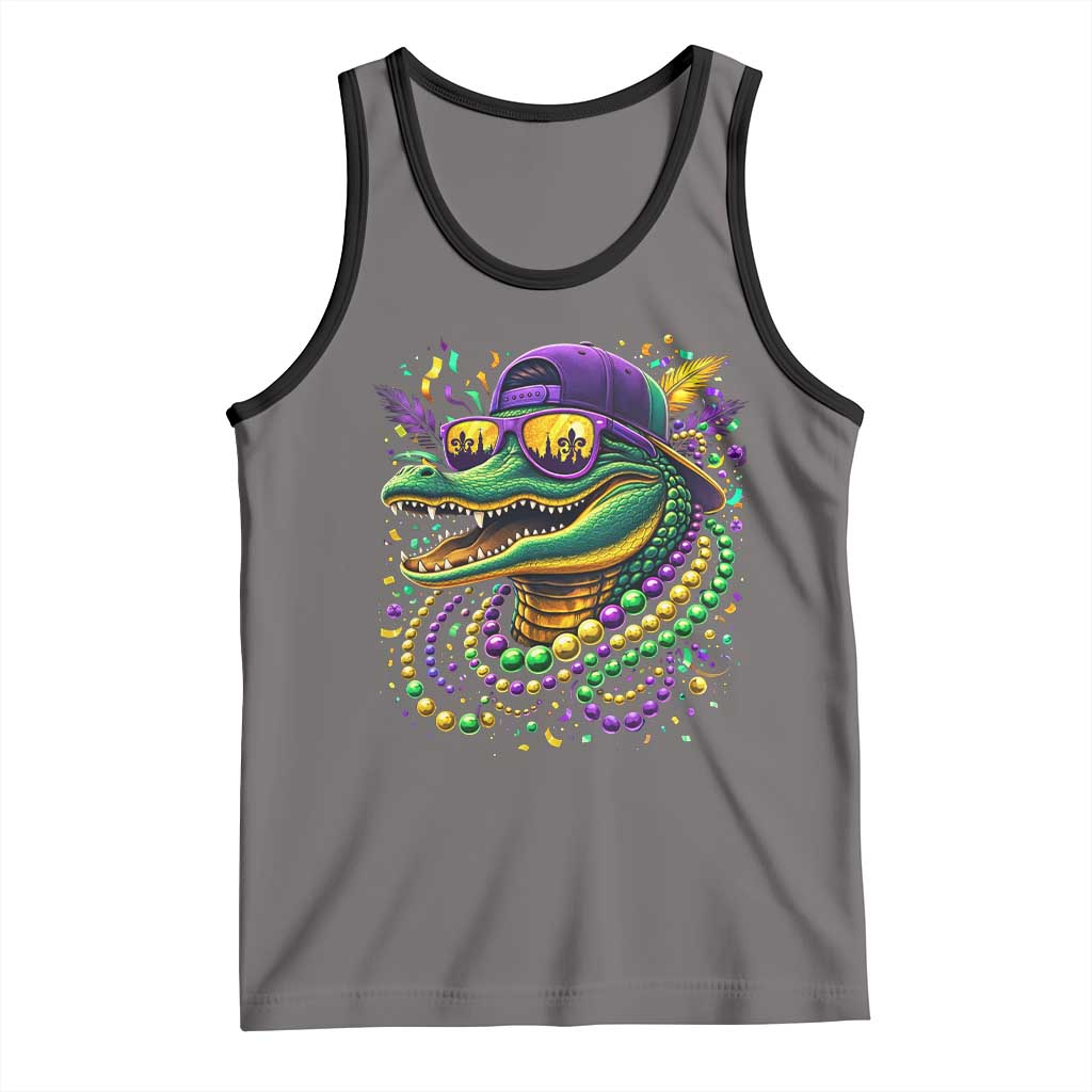 Mardigator Mardi Gras Alligator Carnival Beads Tank Top