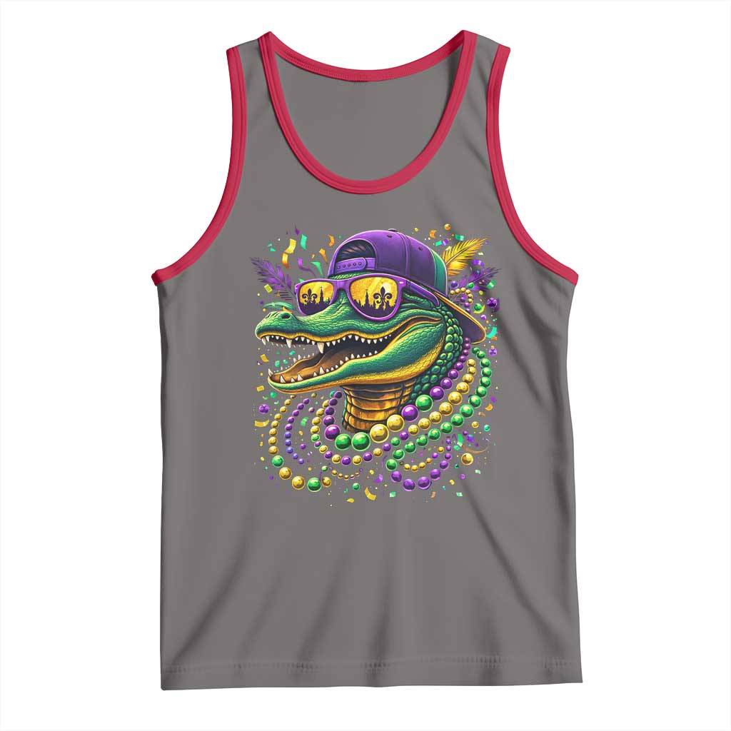 Mardigator Mardi Gras Alligator Carnival Beads Tank Top