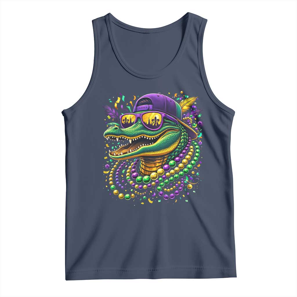 Mardigator Mardi Gras Alligator Carnival Beads Tank Top