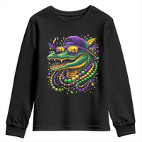 Mardigator Mardi Gras Alligator Carnival Beads Youth Sweatshirt