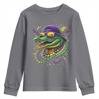 Mardigator Mardi Gras Alligator Carnival Beads Youth Sweatshirt