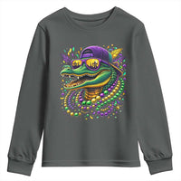Mardigator Mardi Gras Alligator Carnival Beads Youth Sweatshirt