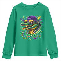 Mardigator Mardi Gras Alligator Carnival Beads Youth Sweatshirt