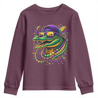 Mardigator Mardi Gras Alligator Carnival Beads Youth Sweatshirt