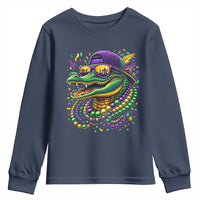 Mardigator Mardi Gras Alligator Carnival Beads Youth Sweatshirt