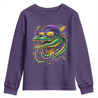 Mardigator Mardi Gras Alligator Carnival Beads Youth Sweatshirt