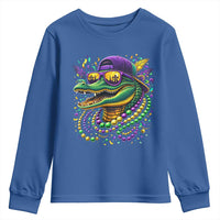 Mardigator Mardi Gras Alligator Carnival Beads Youth Sweatshirt