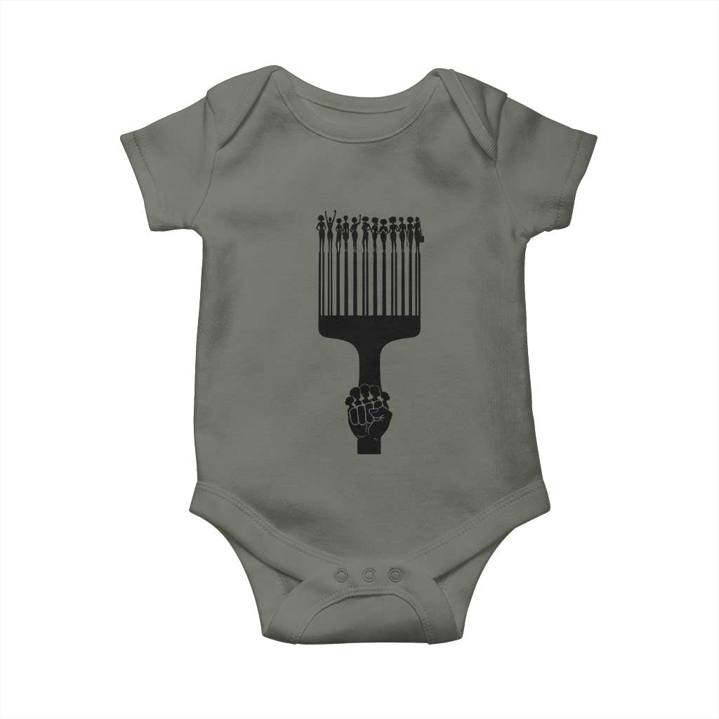 Afro Pick Comb Strong Black Power Fist Baby Onesie
