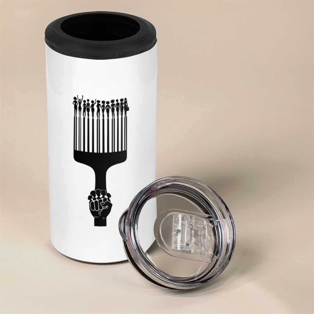 Afro Pick Comb Strong Black Power Fist 4 in 1 Can Cooler Tumbler