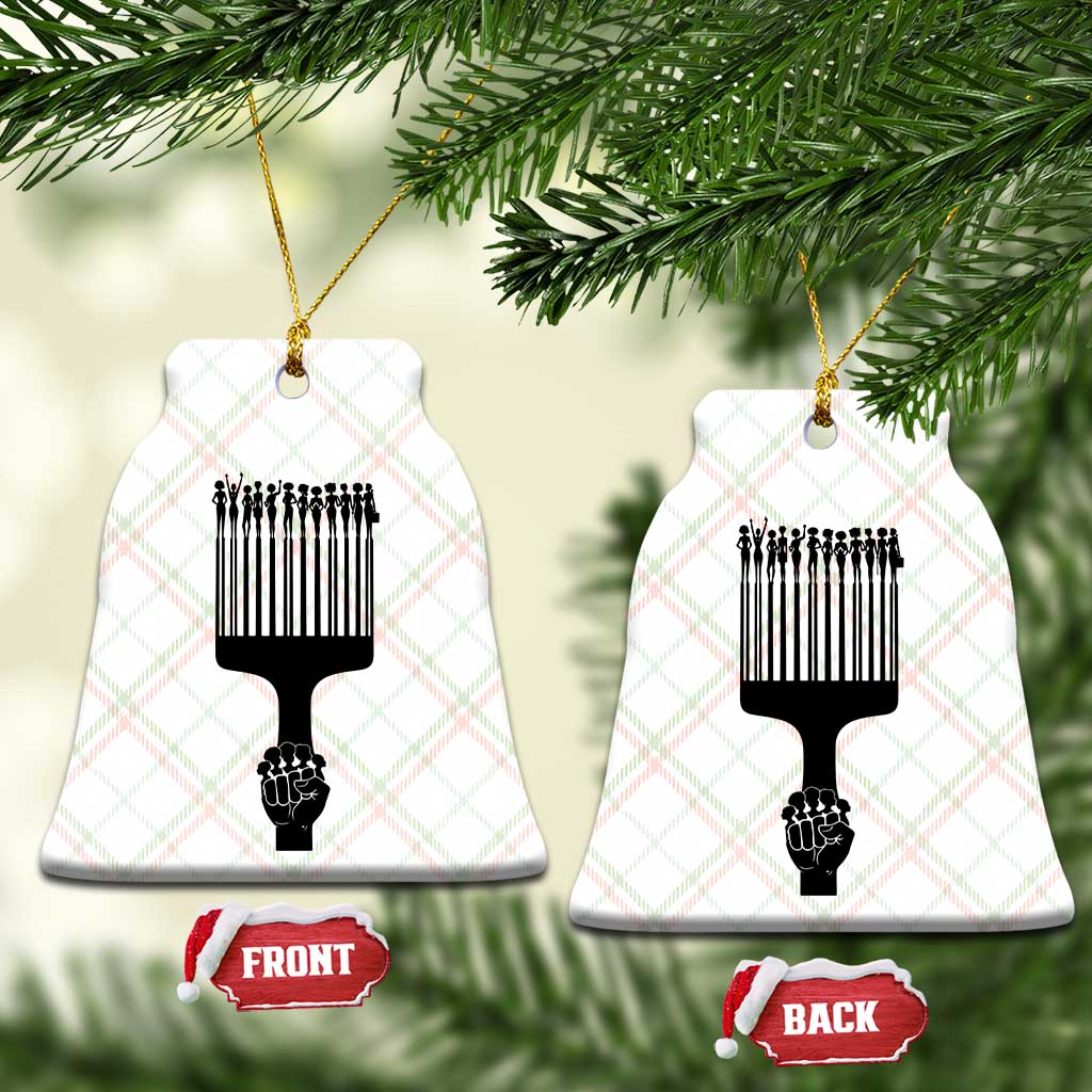 Afro Pick Comb Strong Black Power Fist Ceramic Ornament