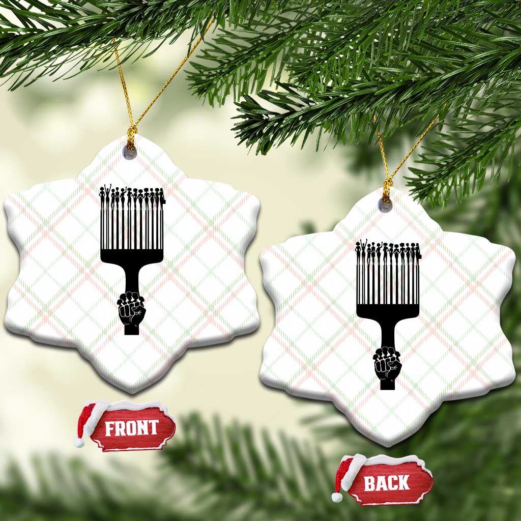 Afro Pick Comb Strong Black Power Fist Ceramic Ornament