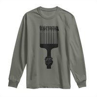 Afro Pick Comb Strong Black Power Fist Long Sleeve Shirt