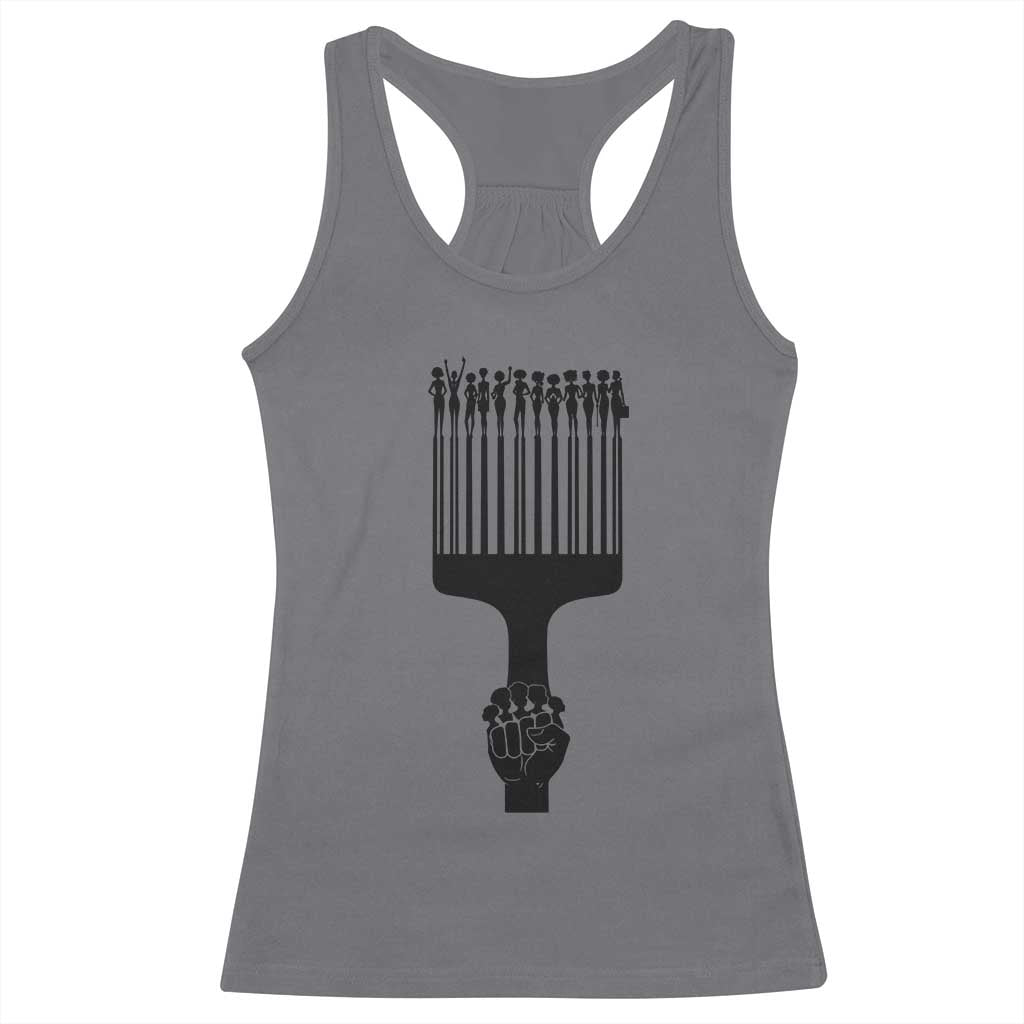 Afro Pick Comb Strong Black Power Fist Racerback Tank Top
