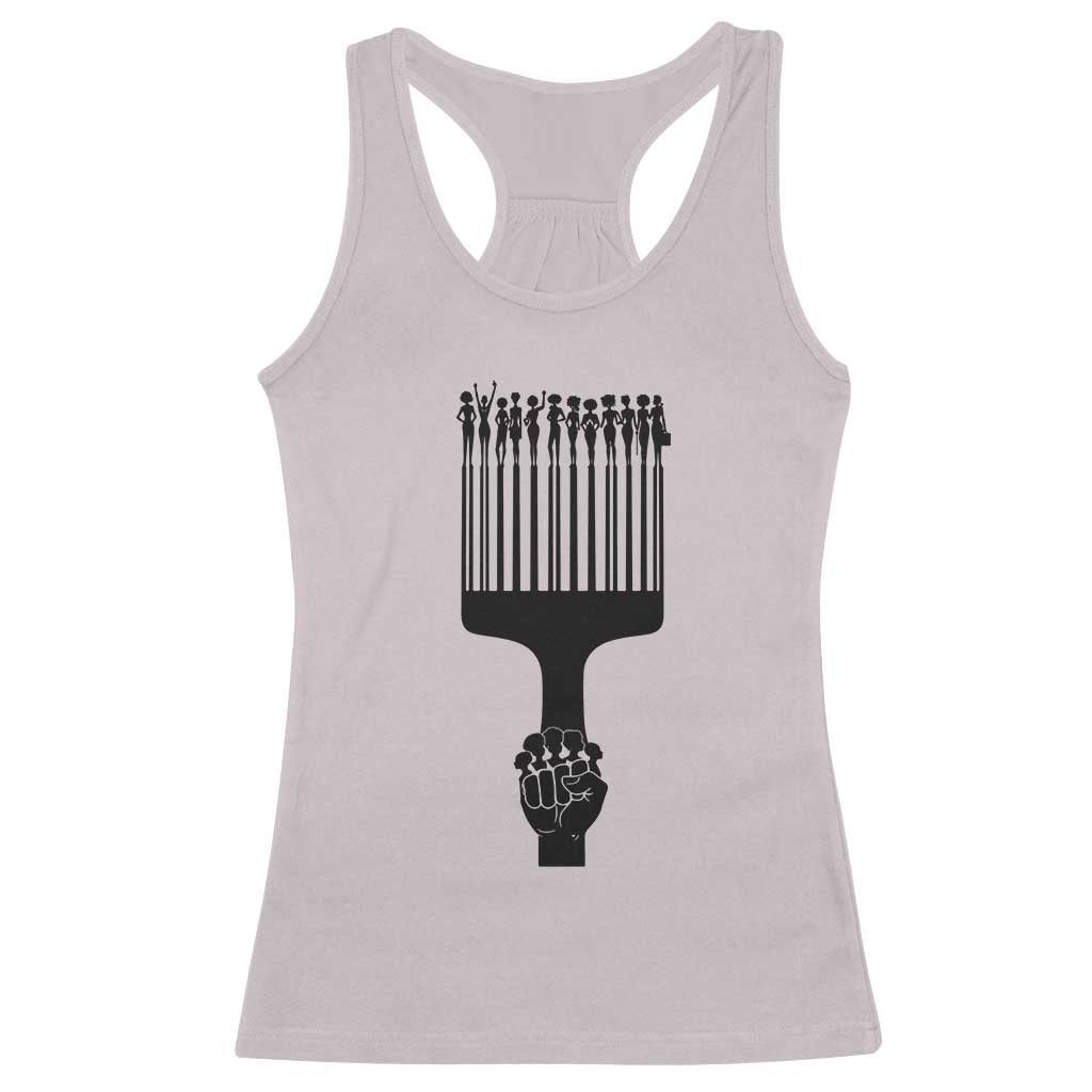 Afro Pick Comb Strong Black Power Fist Racerback Tank Top