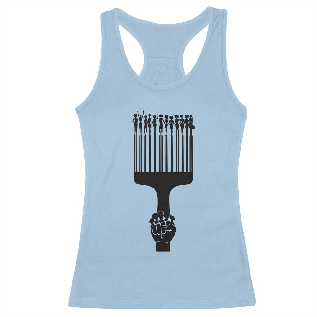 Afro Pick Comb Strong Black Power Fist Racerback Tank Top