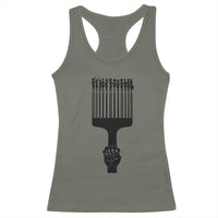 Afro Pick Comb Strong Black Power Fist Racerback Tank Top