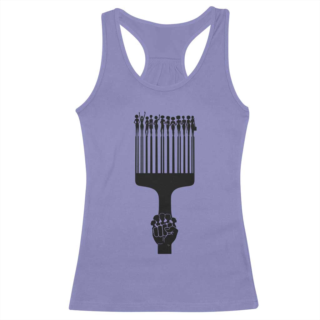 Afro Pick Comb Strong Black Power Fist Racerback Tank Top