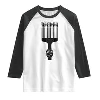 Afro Pick Comb Strong Black Power Fist Raglan Shirt