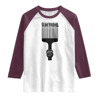 Afro Pick Comb Strong Black Power Fist Raglan Shirt
