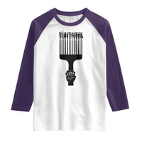 Afro Pick Comb Strong Black Power Fist Raglan Shirt