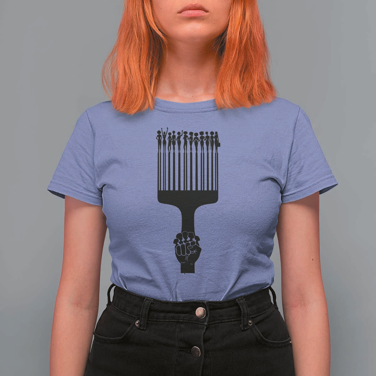 Afro Pick Comb Strong Black Power Fist T Shirt For Women