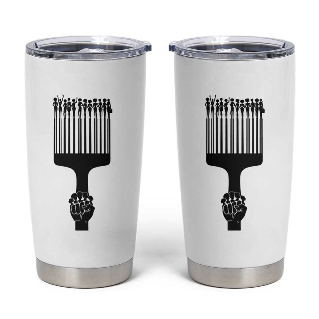 Afro Pick Comb Strong Black Power Fist Tumbler Cup