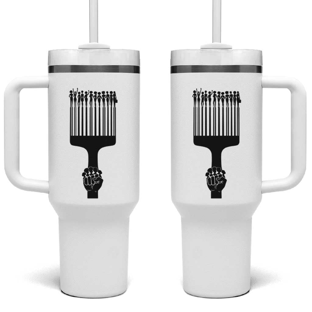 Afro Pick Comb Strong Black Power Fist Tumbler With Handle