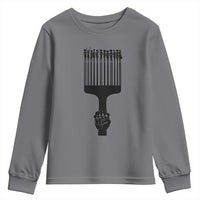 Afro Pick Comb Strong Black Power Fist Youth Sweatshirt