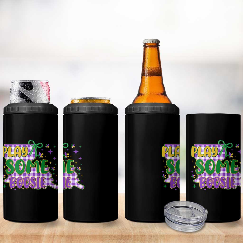 Play Some Boosie Mardi Gras 4 in 1 Can Cooler Tumbler Funny Fat Tuesday Coquette Louisiana Carnival