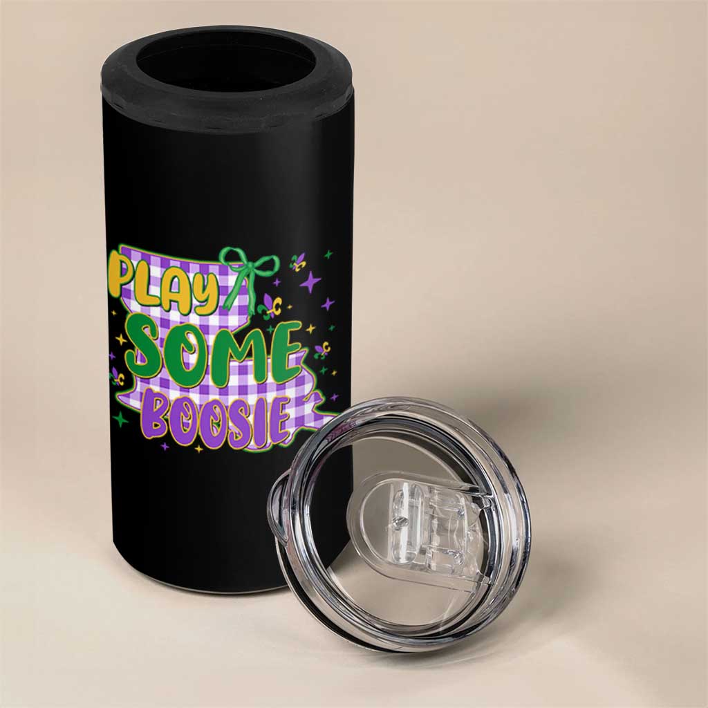 Play Some Boosie Mardi Gras 4 in 1 Can Cooler Tumbler Funny Fat Tuesday Coquette Louisiana Carnival