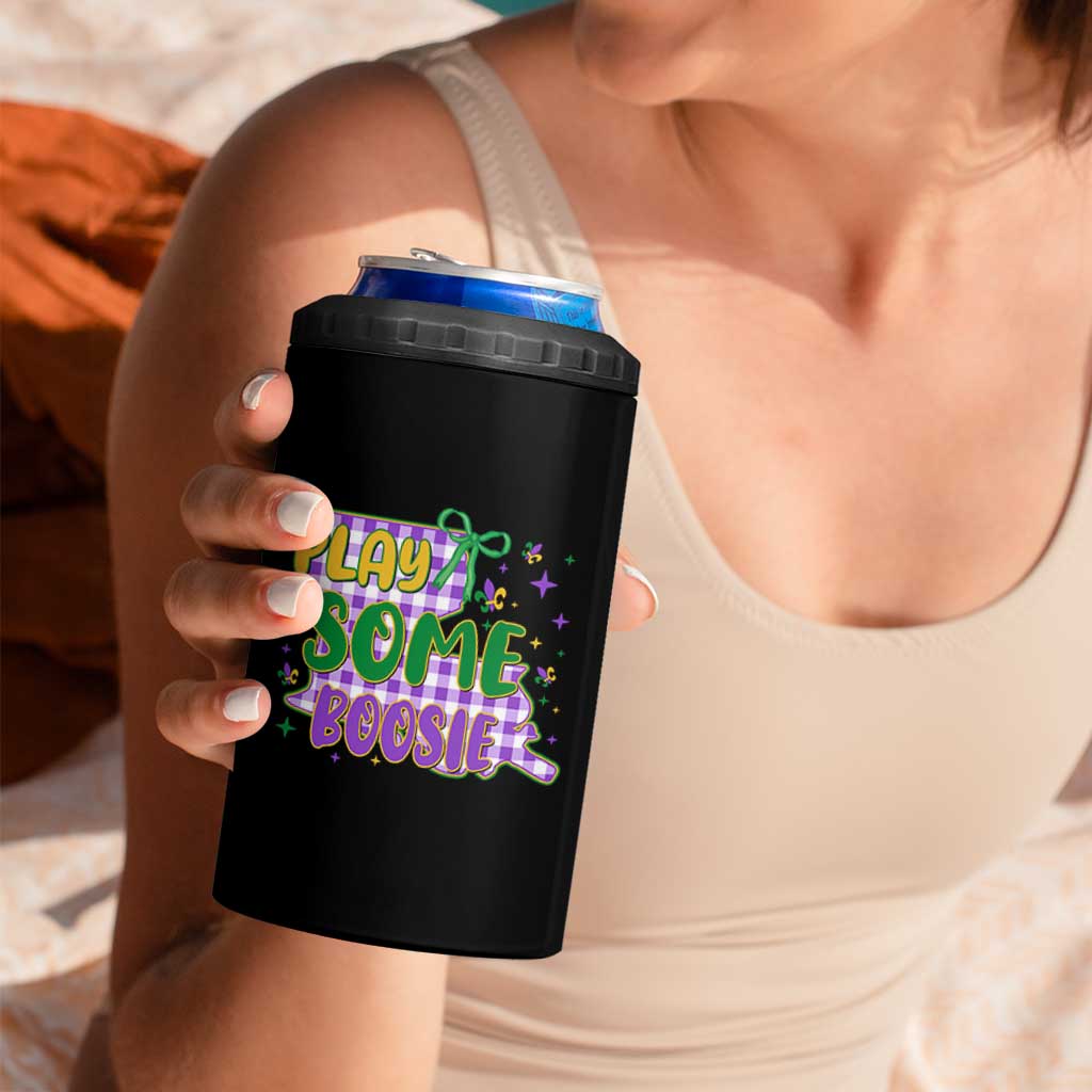 Play Some Boosie Mardi Gras 4 in 1 Can Cooler Tumbler Funny Fat Tuesday Coquette Louisiana Carnival