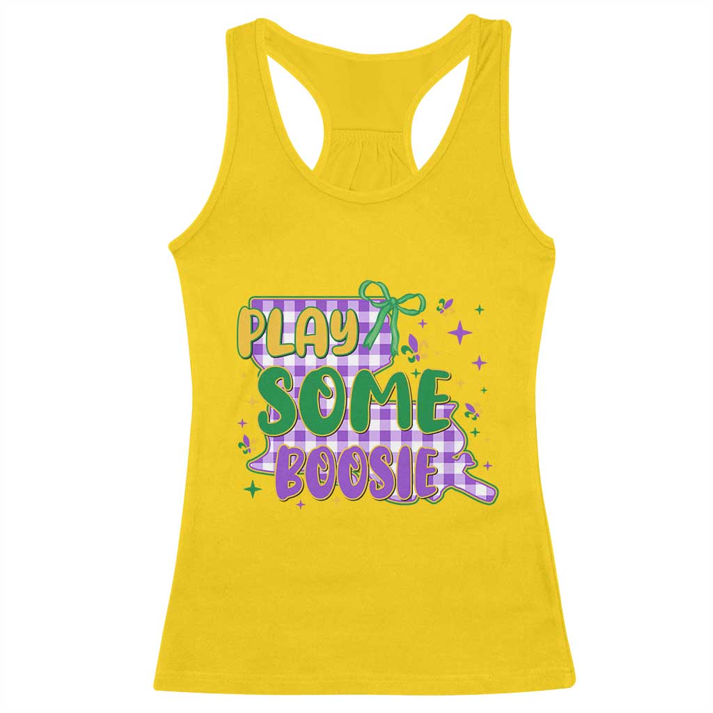 Play Some Boosie Mardi Gras Racerback Tank Top Funny Fat Tuesday Coquette Louisiana Carnival